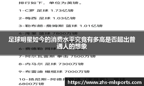 足球明星如今的消费水平究竟有多高是否超出普通人的想象